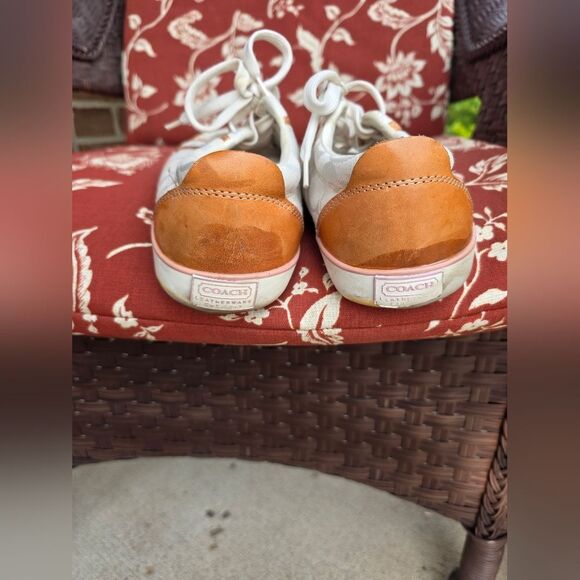 COACH Barrett Signature C Sneakers in White Tan Women's Size 7.5B Classic Skater - Picture 7 of 16